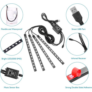ไฟนีออน48 72 LED สร้างบรรยากาศภายในรถยนต์,แสงดีพร้อมรีโมทควบคุมด้วย USB ไร้สายควบคุมด้วยแอพเพลงไฟสร้างบรรยากาศอัตโนมัติ RGB - Product Image 2
