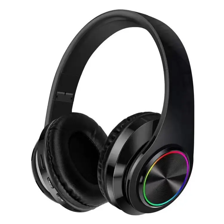 Auriculares inalámbricos B39, auriculares plegables portátiles, reproductor de MP3 con micrófono, luces LED coloridas, auriculares BT con UV