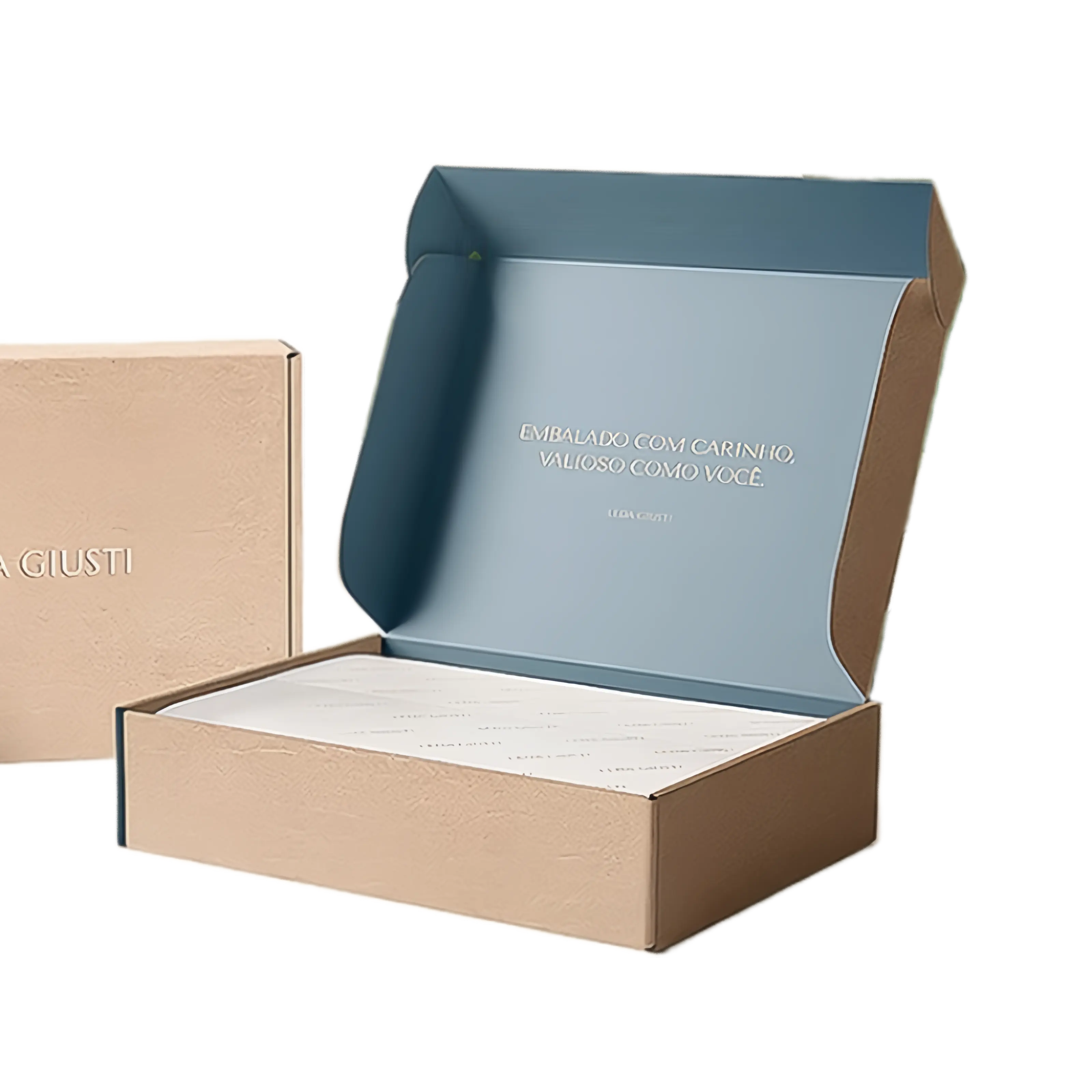 मेलिंग और शिपिंग और उपहार पैकेजिंग के लिए ग्लॉसी लेमिनेशन और यूवी कोटिंग के साथ लक्जरी कस्टम रीसाइक्लेबल कार्डबोर्ड उपहार बॉक्स