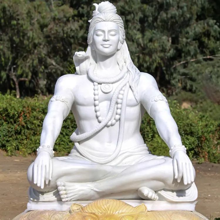 Grande statua in marmo lord shiva per decorazioni da giardino famoso dio
