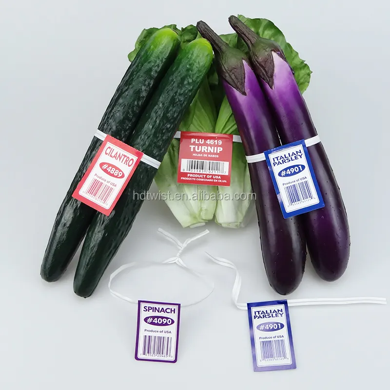 Attache torsadée végétale en papier d'impression de logo HD 7/16 "* 8" pour emballage de fruits et légumes frais