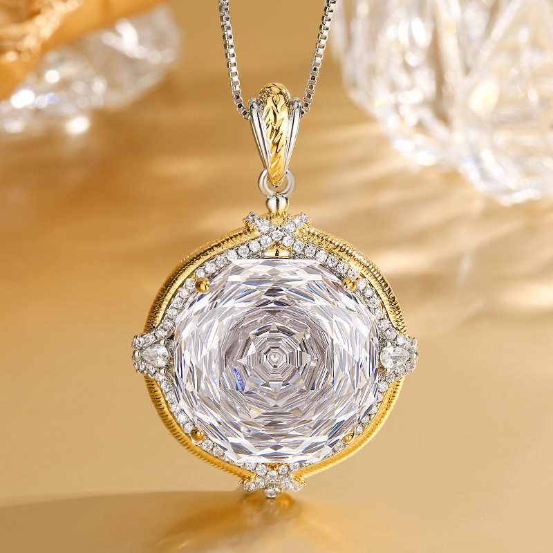 White diamond pendant with box chain