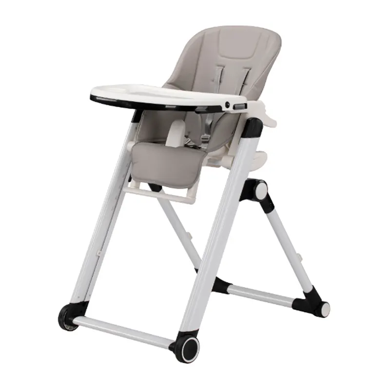 Brightbebe EN14988 çok fonksiyonlu geleneksel metal plastik PU deri çocuk çocuk bebek yemek sandalyesi yemek sandalyesi