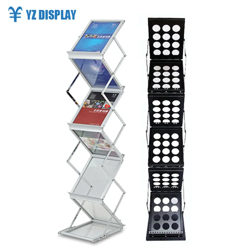 Support de magazines pliable en aluminium/fer, porte-magazines de cage, présentoirs pour albums A4