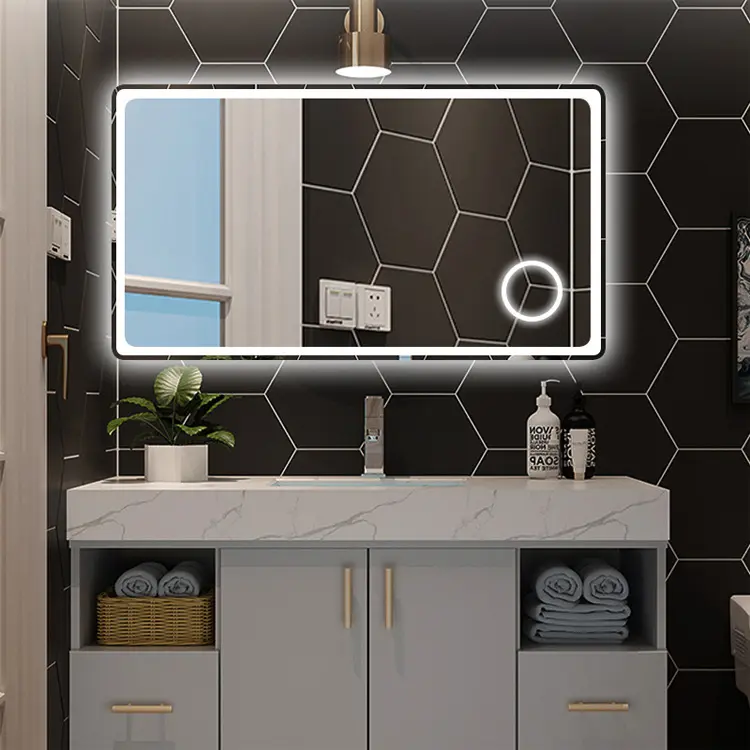 Espejo de tocador iluminado Espejo de baño con película de calefacción antiniebla y espejo de aumento 30 ''W * 24' 'H o 36 ''W * 30' 'H