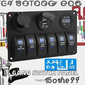 Pre-có dây thiết kế kép USB Port 4/5/6 gang Rocker chuyển đổi bảng điều chỉnh LED ánh sáng Xe thuyền biển 12V-24V cho đèn sương mù đèn pha - Product Image 2