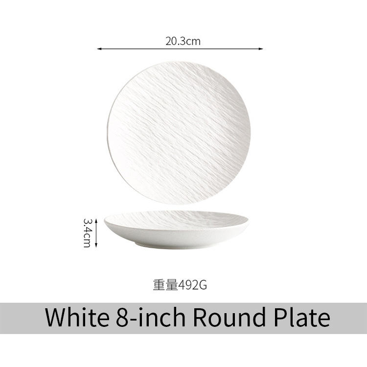 Placa redonda de 8 pulgadas blanca