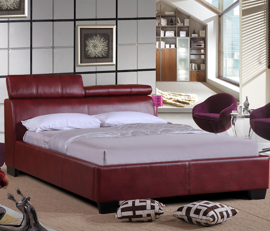 Solid wood double bed base with drawer table beds