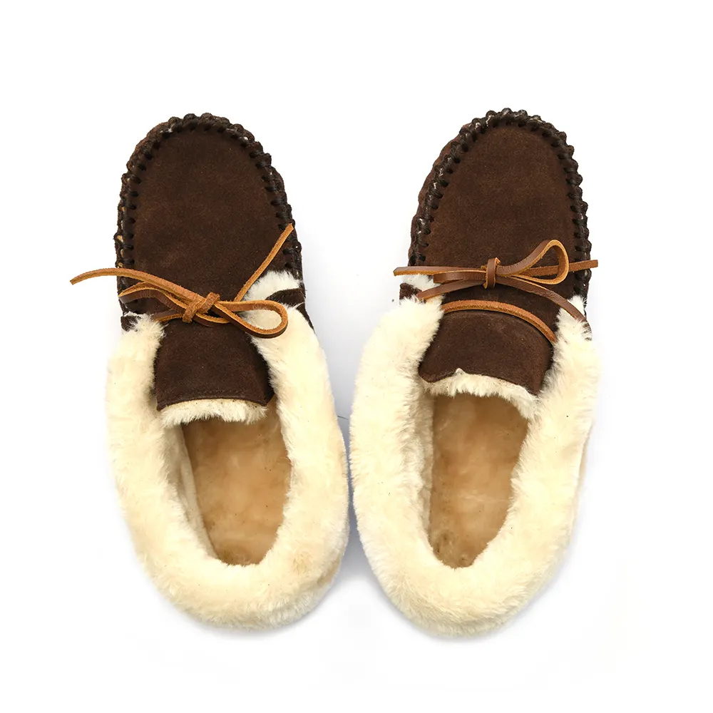 सर्दियों लवली शैली थोक मूल्य कारखाने और लोकप्रिय बर्फ चमड़े के जूते मोकासिन इनडोर महिलाओं बर्फ जूते आउटडोर