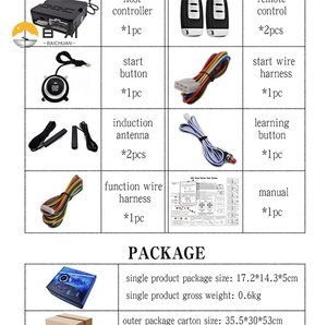 Gran oferta, botón pulsador para iniciar y detener la aplicación de teléfono móvil del motor con encendido de control del sistema de alarmas de coche sin llave BT PKE - Product Image 5