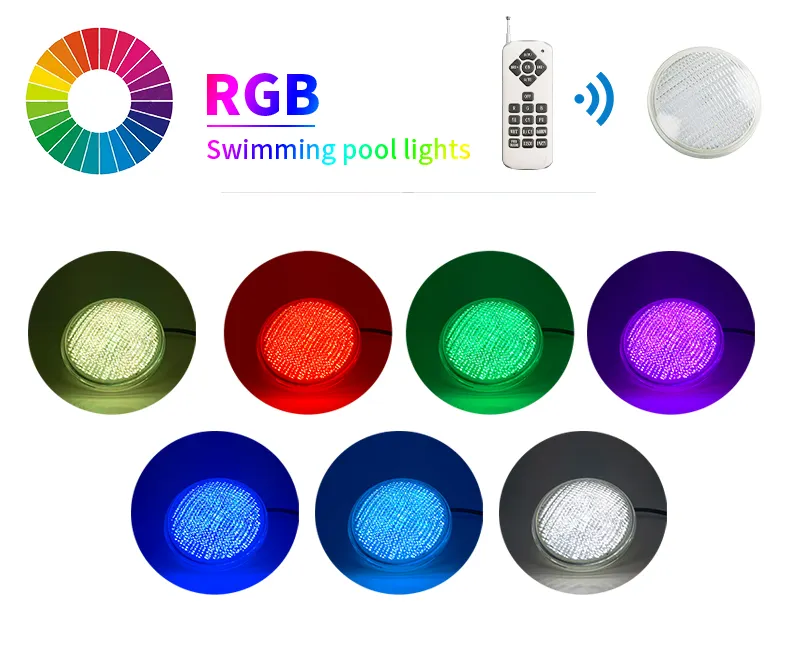 Lumière de piscine dégradé par 56 brins, éclairage led rgb rgbw pour piscine à revêtement, lampe de piscine en fibre de verre, vente en gros