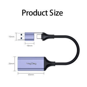 Veggieg HDMI 4k至USB 3.0 USB C 1080P 60FPS采集卡，用于流视频录制游戏OBS视频采集 - Product Image 6