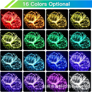 Cadena de lámpara de alambre de cobre LED de 16 colores IP65 impermeable iluminación decorativa de Navidad batería Control remoto para patio al aire libre - Product Image 3
