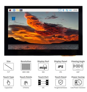 Raspberry Pi 4,3 "5" 7 "Zoll DSI-Touchscreen-Modul MIPI IPS Kapazitiver Berührungs monitor für Rpi 4B 3B 3B und Orange Pi 3B