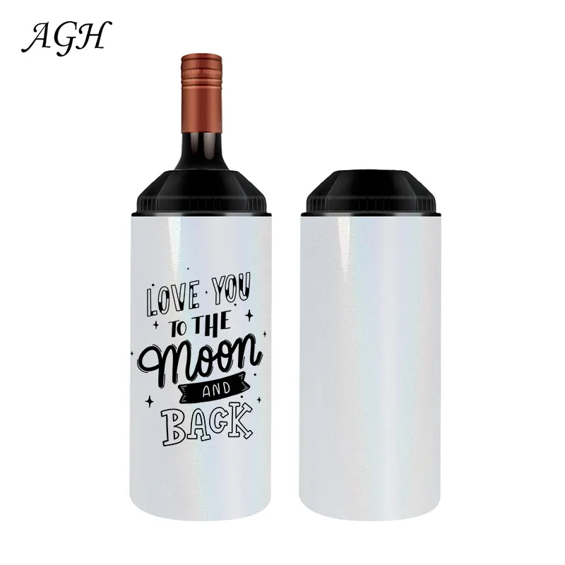 AGH Custom tragbare Champagner Wein kühler Isolierte doppelwandige Edelstahl Sublimation Weinflasche Kühler Eimer