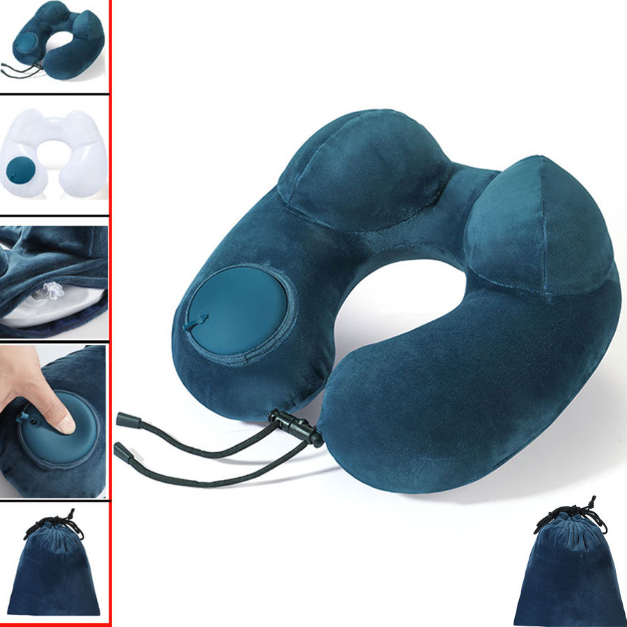 Lake Blue Camel Hump Inflatable Travel Pillow Storage Bag