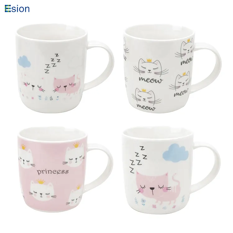 थोक गुलाबी प्यारा बिल्ली decal सिरेमिक कॉफी कप नई हड्डी चीन के लिए मोबाइल फोनों के लिए उपहार कार्टून कप बच्चों जन्मदिन का