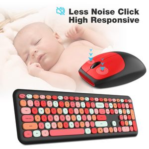 Colorful Full Size Wireless <strong>Keyboard</strong> and Mouse Combowith Number Pad Silent Cute Mouse 2.4GHz Dropout-Free Connection <strong>Keyboard</strong> - Product Image 3