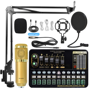 Interfaz de audio profesional Tarjeta de sonido y mezclador con juego de micrófono BM800 para computadora Karaoke Grabación de transmisión en vivo