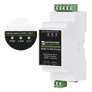 Servidor serie Modbus RS485 industrial, RS485 a Ethernet RJ45, TCP/IP a serie, soporte de montaje en Riel, función POE - Product Image 3