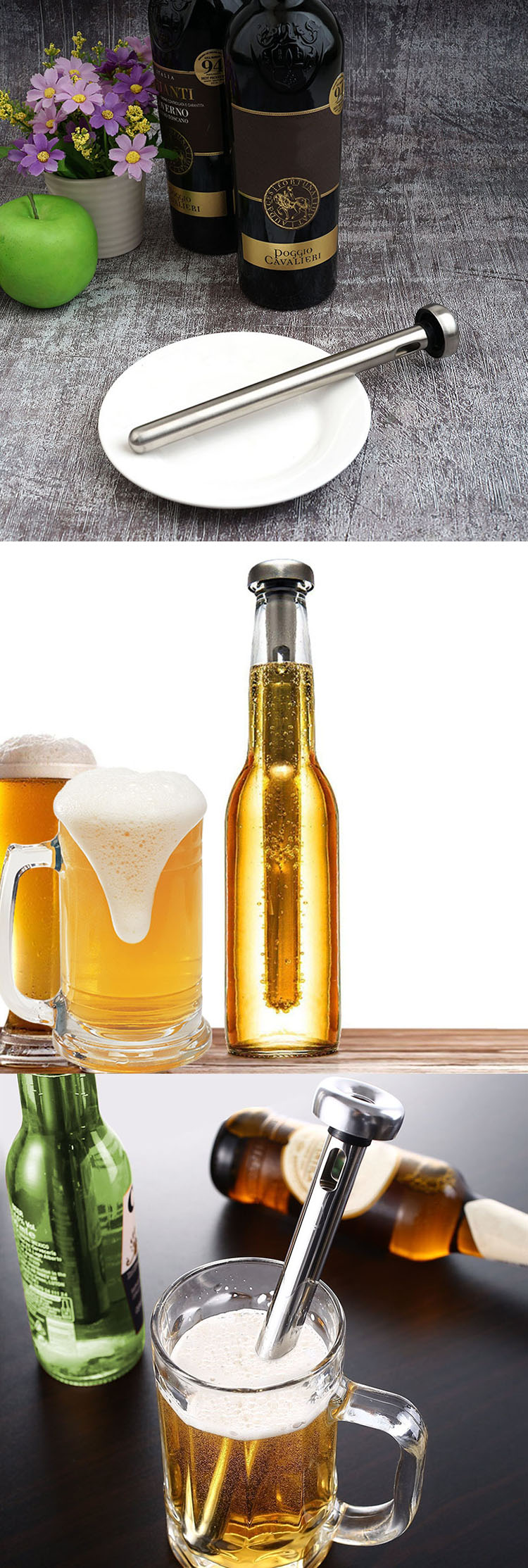Good Quality Bar Accessories Stainless Steel Rapid Instant Iceless Bottle Freezer Cooling Cooler Wine Chiller Stick