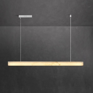 Yeni alabaster yemek masası bar LED uzun lineer avize Modern Minimalist mermer şerit dikdörtgen ışık - Product Image 5