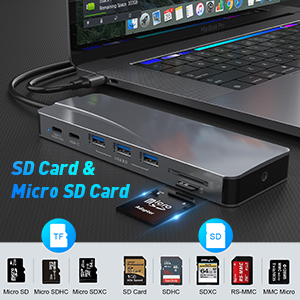 Multiporta 14 in 1 hdmi rj45 intelligente di ricarica usb hub mini usb c hub per la Finestra Computer Portatili - Product Image 6