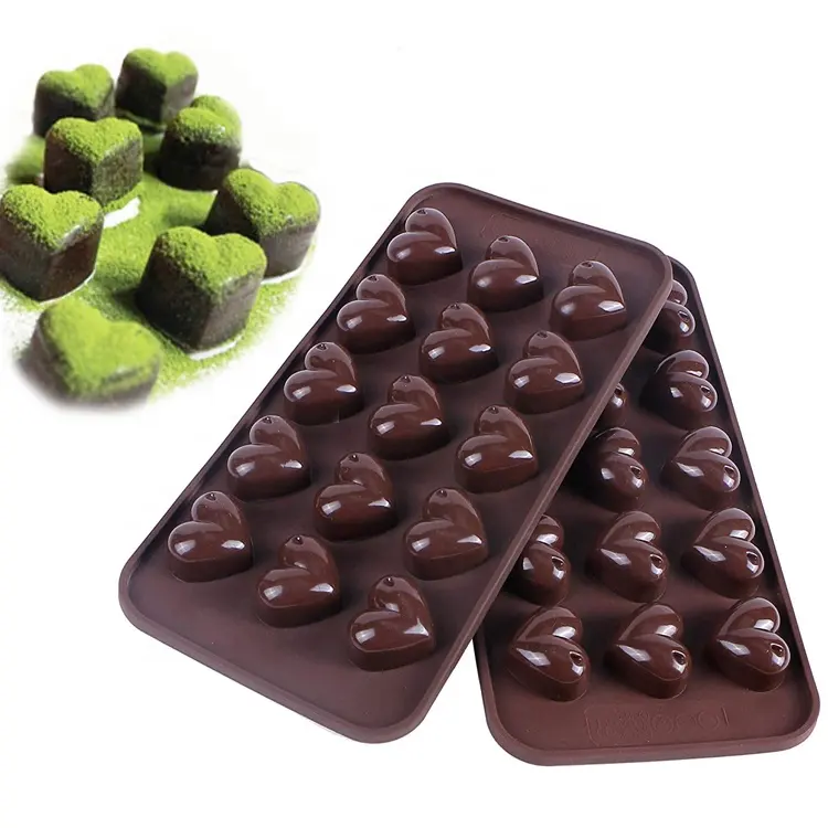 Moldes de silicona con forma de corazón para hacer Chocolate, moldes personalizados para hacer Chocolate con 15 cavidades