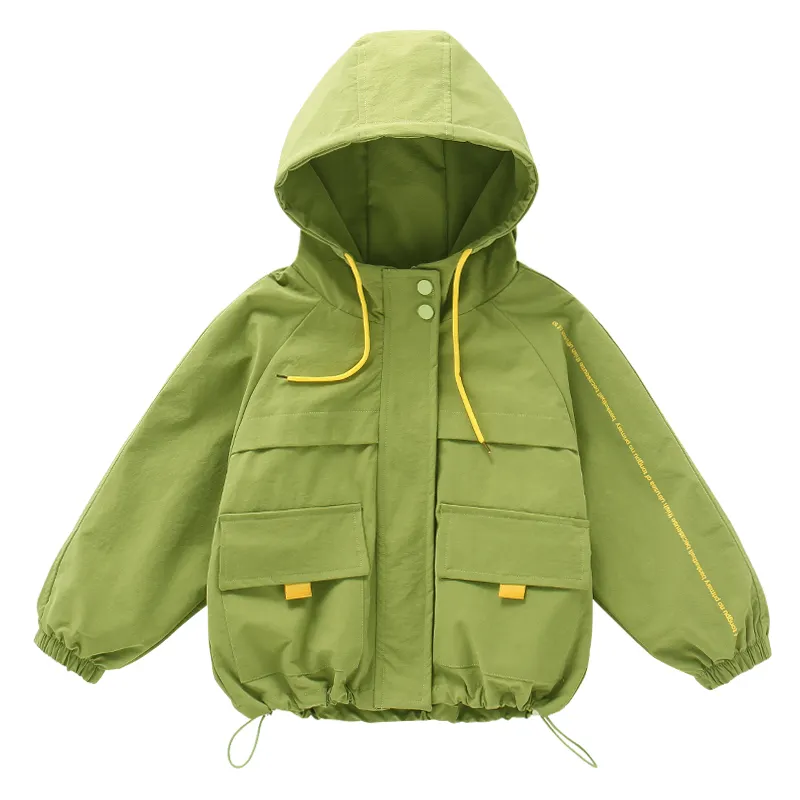 Kids clothing 4-14 years unisex fashion Spring/Autumn mint solid hooded windbreaker fashion trendy coat