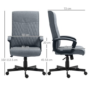 Vinsetto回転オフィスチェアロッキング機能と調整可能な高さ65x72x102-112.5cmグレー