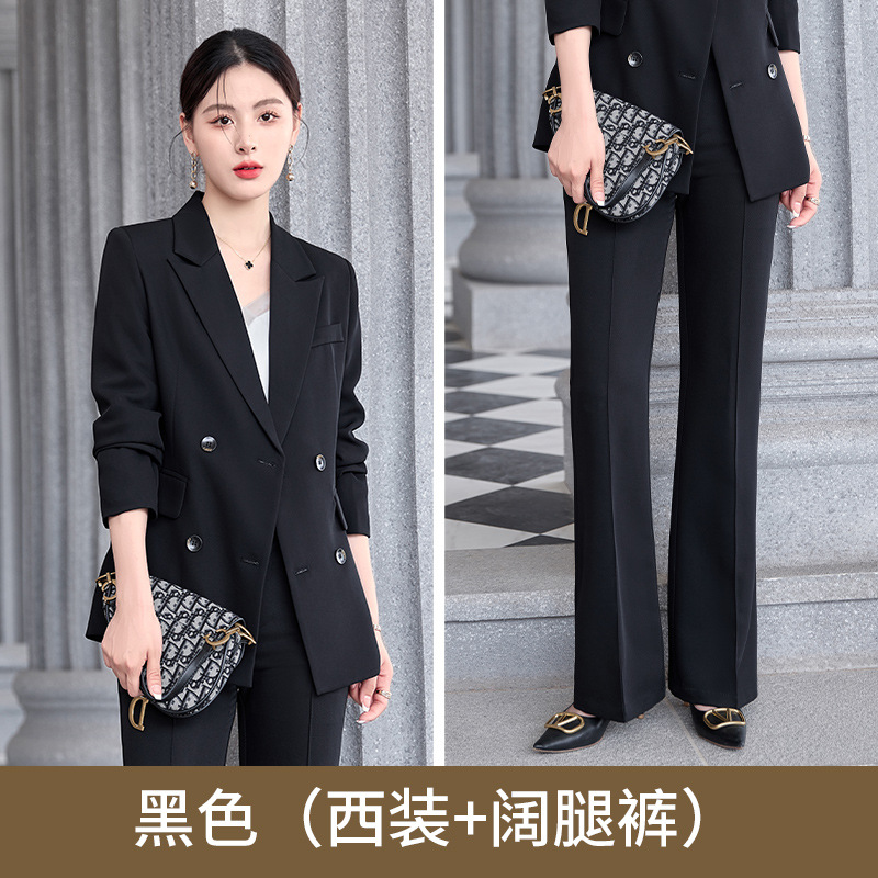 Black suit with slightly flared trousers