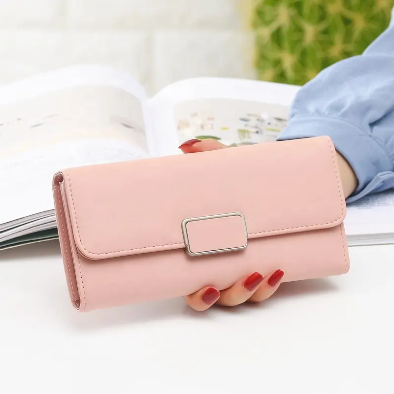 Pochette longue en cuir PU pour femmes, portefeuille personnalisé, pas cher, plusieurs couleurs, vente en gros,