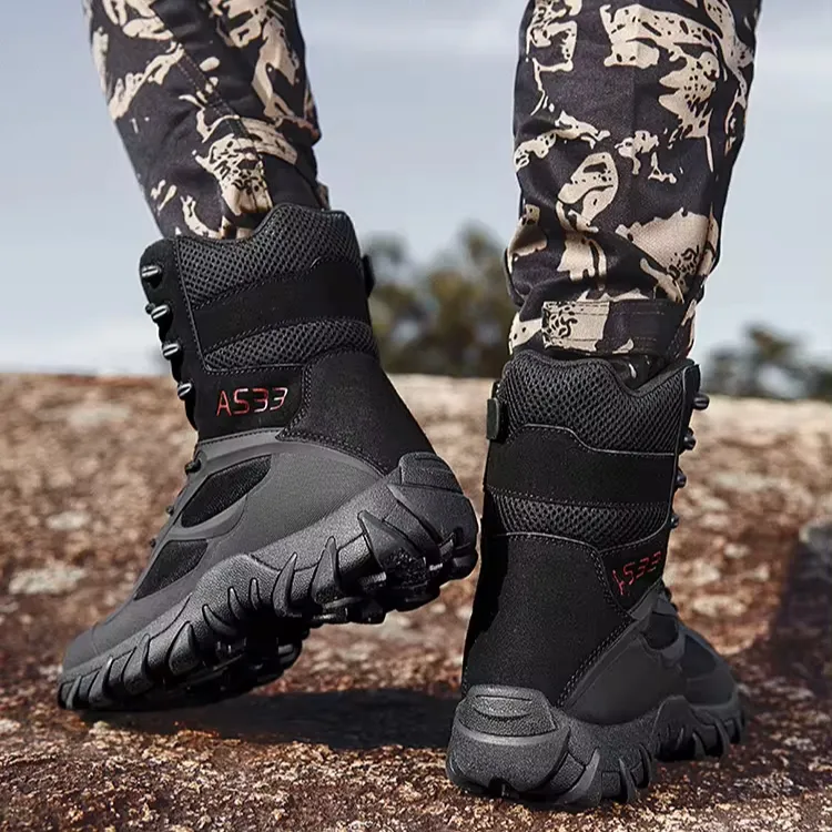 Botas de deserto de combate tático com sola de borracha cáqui profissional personalizada para homens, botas com zíper