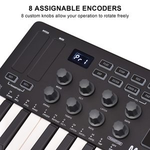 Teclado de Control MIDI de 25 teclas, Mini teclado USB portátil, controlador MIDI con 25 teclas sensibles a la velocidad, 8 almohadillas retroiluminadas RGB - Product Image 6
