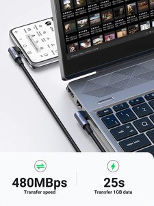 UGREEN 100W PD3.0 USB C电缆90度独特设计USB C快速充电线最大100W电源输送安全充电电缆 - Product Image 5