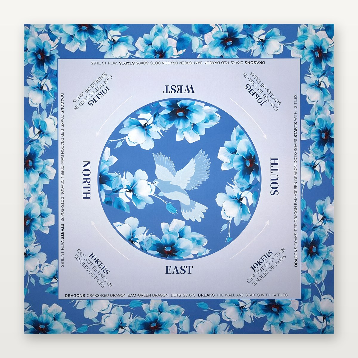 Tapis de mahjong bleu martigre