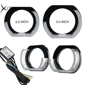 <strong>LED</strong> Projector Shroud Lens Angel Eyes Crystal Lampshade Round Halo Rings Dual Color <strong>RGB</strong> 2.5 3.0 for Bi <strong>LED</strong> Xenon Projector Lens - Product Image 3
