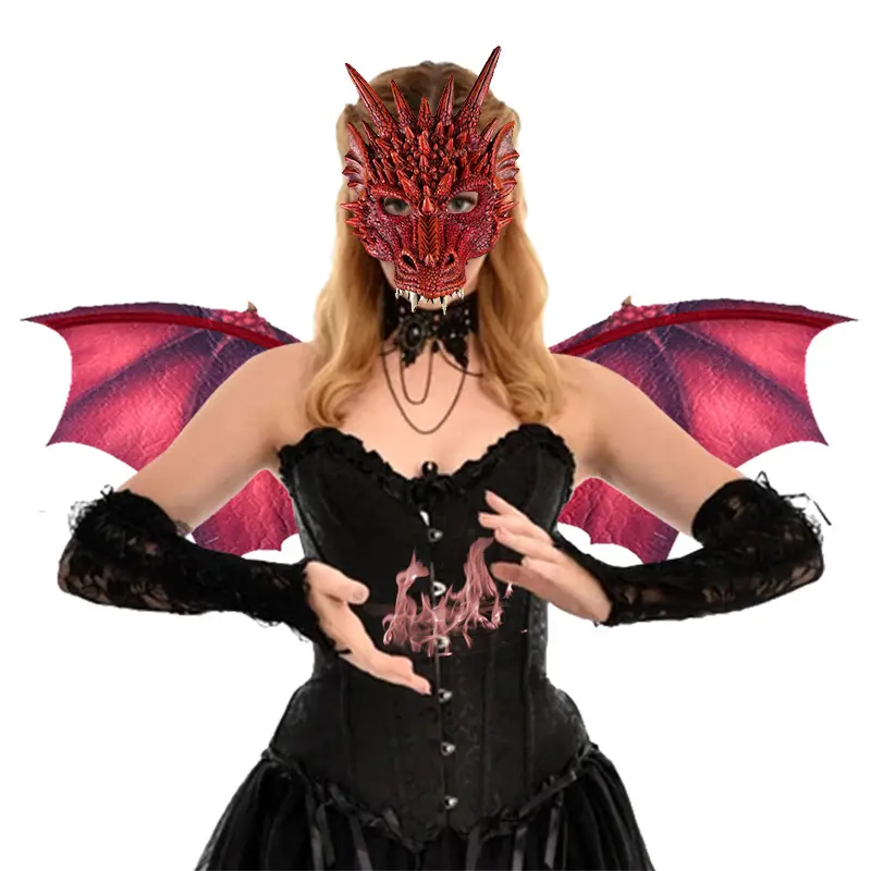 Traje de fiesta de Carnaval y baile americano para adultos, accesorios de Halloween, máscara de dragón, traje de Ala