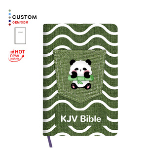 Customized Design High Quality UV Logo Large Size Scriptural Denim Fabric Grey Card Cover King James Version Study Bible - Product Image 1