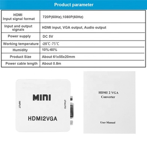Full HD 1080P convertidor HDMI a VGA con caja de Audio y USB Mini HDMI2VGA HDMI 2 convertidor VGA