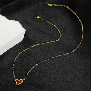 Advanced Design Small <strong>Red</strong> Heart Necklace 2024 New Popular Heart-shaped Collarbone <strong>Chain</strong>
