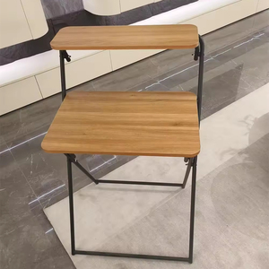 Neuer Typ 2-Tier Klapp schreibtisch Holz Home Office <span class=keywords><strong>Computer</strong></span> Faltbarer Laptop Tisch Platzsparend mit Regal