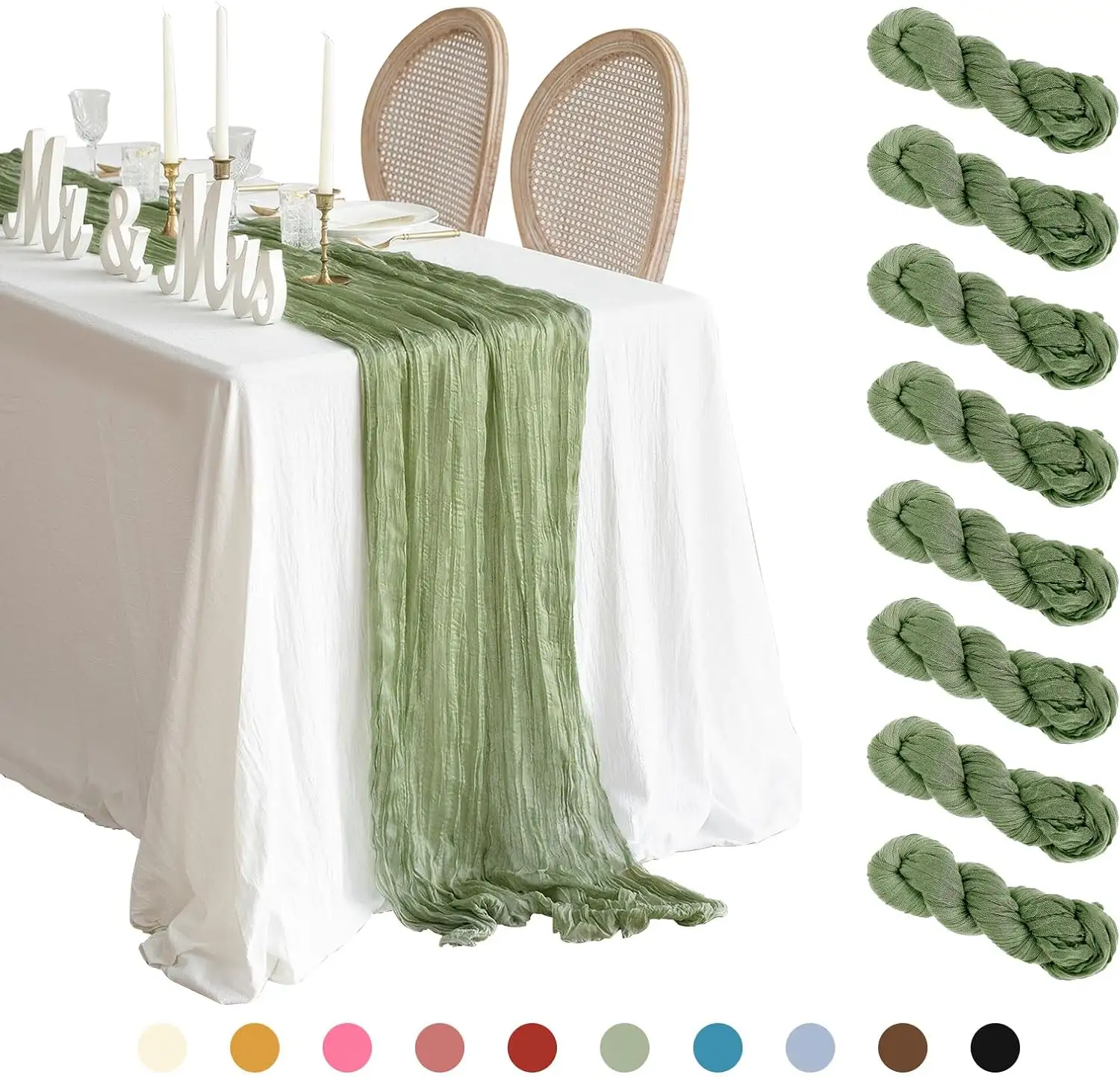 Skymoving New Home Textiles Chemin de table en mousseline de soie multicolore Chemin de table en étamine Mariage