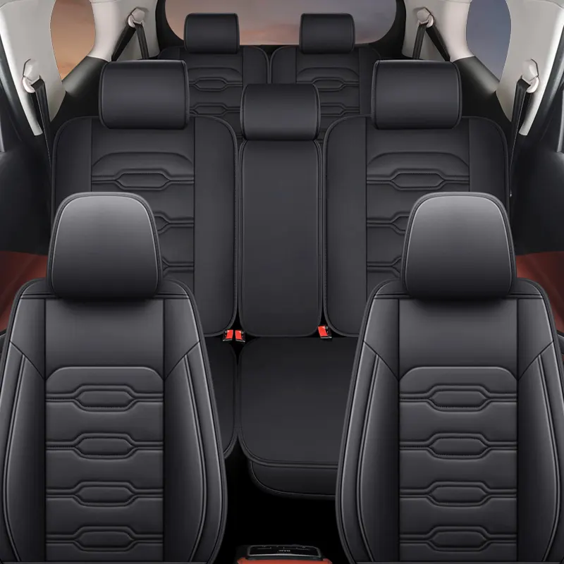 اكسسوارات السيارات الداخلية 2022 العالمي حجم جلدية فاخرة سيارة غطاء مقعد 3d 7 مقعد مجموعة كاملة ل فان MPV تويوتا هايلاندر