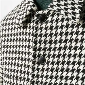 制造商定制男士网格羊毛混纺宽松合身夹克格子外套，带展开领 - Product Image 5