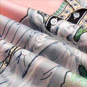 男士真丝印花休闲衬衫女神雕像图案短袖落肩衬衫印花衬衫男士 - Product Image 5