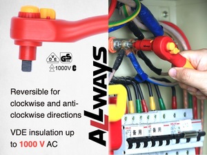 ALLWAYSTOLS 1000v 1/4インチ断熱リバーシブルラチェットレンチプロVDEハンドツールOEMサポート