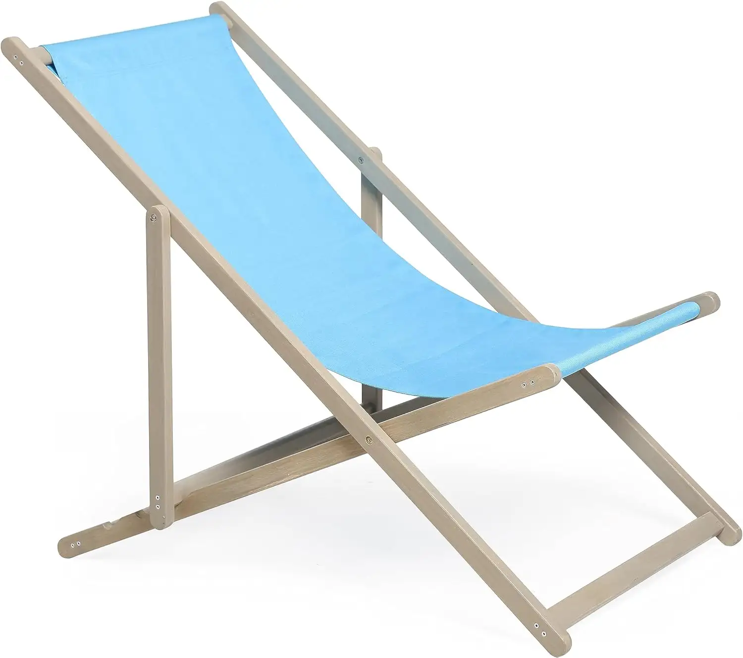 Silla de playa reclinable portátil de madera para jardín al aire libre con 3 ángulos ajustables