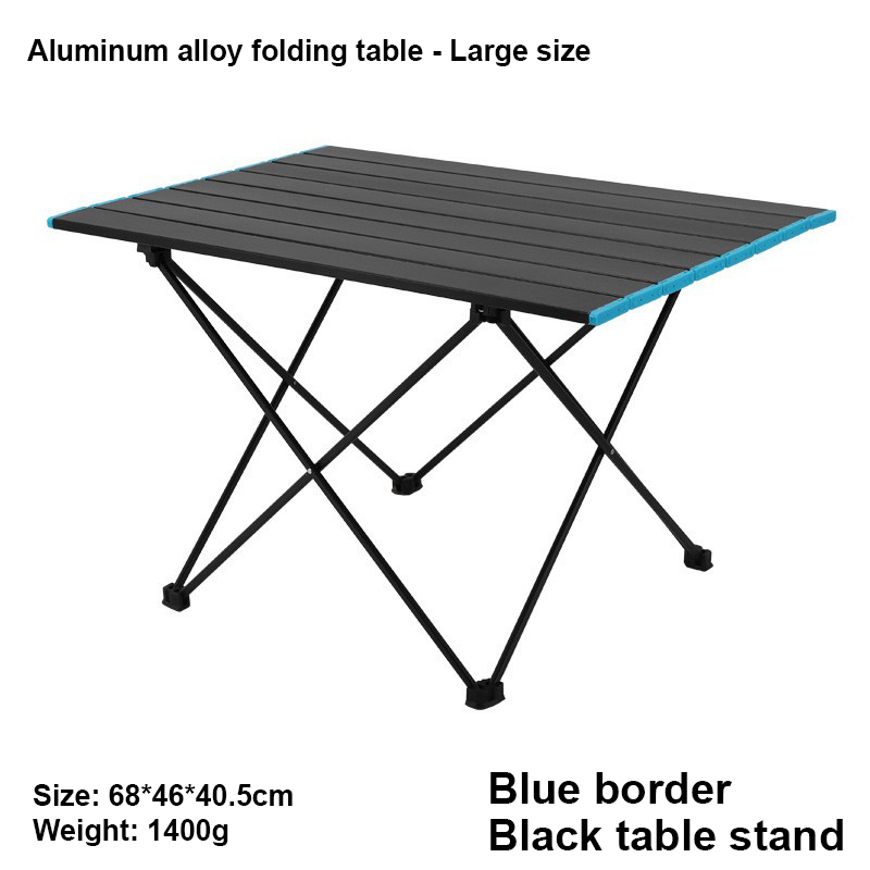 Bordure bleue et support de table noir