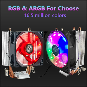 冷却器AM4 AM5 LGA 2011 1155 PWM RGB/ARGB中央处理器风扇2铜热管4针连接器LGA 775电源冷却计算机处理器